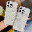 Trendy Elegent Girly Compatible with iPhone 16 Pro Case,Shining Cute Pearl Texture Soft Glitter Diamond Shockproof TPU Bumper(Butterfly,16Pro)