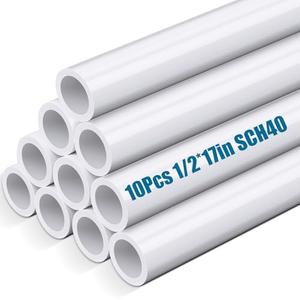 Joyfolk 10 Pcs 1/2 Inch PVC Pipe 16" Long White Sch40 Industrial PVC Pipes, Greenhouse, Garden, Workshop, Farm, Furniture Grade for Home