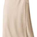 ELLEVEN Women's Linen Long Wrap Skirt Flowy Trendy Summer Elastic Waist Maxi Ankle Length Casual High Waisted A Line Vintage Sexy Boho Low Ries Midi Beach Vacations Skirts, Beige, Small