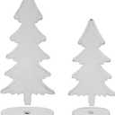 2 x Christmas Decorations-2pcs Natural Wood Christmas Trees Tabletop Sign-Vintage Indoor Centerpieces for Table Mantle Xmas Party Decor(White)