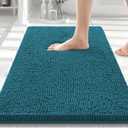 Smiry Luxury Chenille Bathroom Rugs 30x20, Extra Soft and Absorbent Shaggy Bath Mat, Machine Washable, Non-Slip Plush Carpet Runner for Tub, Shower, and Floor, Home Decor Accessories, Lake Blue