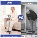Stand Assist Aid for Elderly - 4-Pronged Stability Cane with Adjustable Foldable Design & Rise Assistance Grip to Reduce Strain When Standing Up