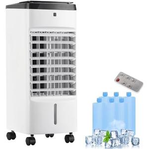 Evaporative Air Cooler, 20" Swamp Cooler, Cooling Fans that Blow Cold Air with Remote, 12H Timer, 4Ice Packs, 3 Speeds & 3 Modes