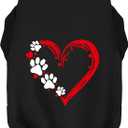 Discover Cozy Sleeveless Canine Wear: Soft, Lightweight, and Breathable Cotton Dog Shirt Featuring Heart and Paw Graphics. Vest Tank Top is Ideal for Small, Medium, and Large Breeds Black 4XL