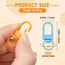 VvLons DIY Keychain Clip, 70Pcs Colorful Keychain Clasp Swivel Snap Metal Key Chain Hooks for Bag Charm, Gifts, Lanyard Hardware, Party Favors