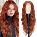 Cosplay Long Auburn Wig 28 Inch Middle Part Synthetic Wig Realistic Gifts Party Wigs for Women Daily Use Colorful Wigs (Auburn)