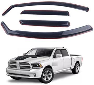 in-Channel Rain Guards 4-Piece Compatible with 2009-2018 Dodge Ram 1500 Crew Cab Window Visors Side Window Deflectors Shield Shade