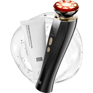 INIA 3-in-1 Red Light Therapy for Face and Neck Beauty Device for Puffiness & Skin Firming Skincare Tool (Black)