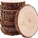 Unfinished Natural with Tree Bark Wood Slices 10 Pcs 5"x6" inch Disc Coasters Wood Coaster Pieces Craft Wood kit Circles Crafts Christmas Ornaments DIY Crafts with Bark for Crafts Rustic Wedding