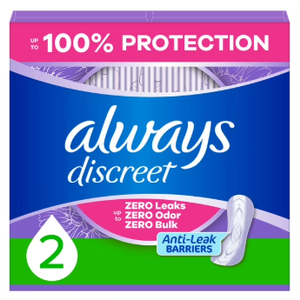 Always Discreet Incontinence Panty Liners for Bladder Leaks, Size 2, Very Light Absorbency, 120 Count