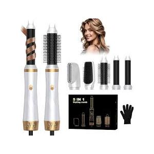 Hair Dryer Brush 5 in 1, Negative Ion Blow Dryer Brush Set Upgrade Hot Air Brush Air Styler Curling Wrap Air Curler, Curling Iron Hair Styling Tools As A Gift for Straight/Curl/Drying/Smoothing
