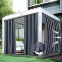 HolidayIdeas Patio Curtains Outdoor Waterproof 2 Panels 54x95 Inch-Windproof Light Flitering Outdoor Privacy Curtains Grommet Top and Tab Bottom Drape for Gazebo, Porch, Pergola, Cabana, Backyard Grey