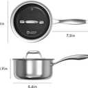COOKER KING 2 Quart Stainless Steel Saucepan, Nonstick Sauce Pan, Ceramic Suce Pot with Tempered Glass Lid, Induction Pot Compatible with All Cooktops, Dishwasher & Oven Safe(PFAS/PFOA/PTFE Free)