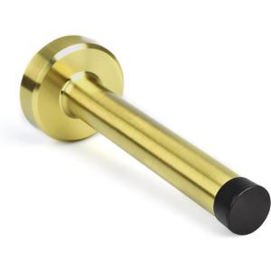 Door Stop Gold, 5 Inch Long Door Stopper, Stainless Steel, Sound Dampening Rubber Bumper Door Stops for Wall Indoor Outdoor, Brushed Gold