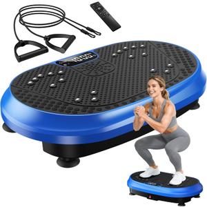 Vibration Plate Exercise Machine, Vibrating Fitness Platform for Lymphatic Drainage, Full Body Shaker Workout Equipment, Bluetooth Power Shaping Vibrate Plate, Board Sport for Home Exercise Gym, Blue