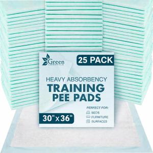 GREEN LIFESTYLE Underpads - Pet Training Pads for Dogs, Cats, Bunny, Chucks Pads for Adults, for use as Incontinence Bed Pads, Seniors Bed Pad (Pack of 25 - 30x36)