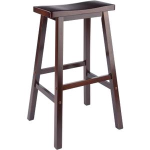 Winsome Satori Saddle Seat Counter Stool, 29" in Black, Classic Backless Bar Chairs for Kitchen & Dining Room Seating, Timeless Essential Furniture for Home, Dorm, Apartments
