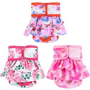 wegreeco Washable Dog Diapers Female (3 Pack), Highly Absorbent Dog Diapers for Female Dogs in Heat, Period, Incontinence, or Excitable Urination (Ocean of Flowers, Small)