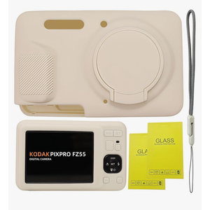 Case for Kodak PIXPRO FZ55,FZ55 accessories,Soft Silicone Protective Case Removable Lens Cover,Comes with 2 Screen Protectors and 1 Wrist Strap. (Misty White)