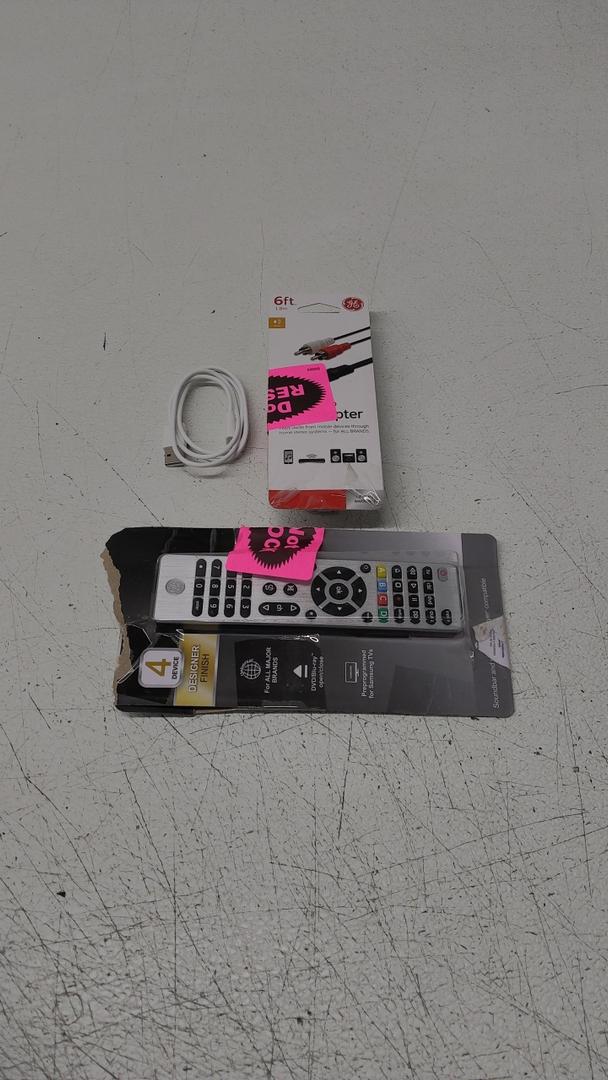 GE Audio Y Adapter Cable, 6 Feet, 3.5mm Male to RCA Male, Works with All Brands, Smart Phones, Stereo, Computer, Black, 33568, CCY-TYLE C CABLE - WHITE, GE  UNIVERSAL 4 DEVICE REMOTE 33709