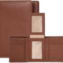 ESTALON Leather Trifold Wallet For Men with RFID Blocking - Men's Trifold Wallet with 9 Credit Card Slots 2 ID Window - Gifts For Men, Him (Cognac)