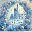 Frozen Birthday Party Decorations, Princess Castle Backdrop for Girls, 71x43 Inch Large Banner, Magical Snow Queen Winter Wonderland Photography Background, Ice Theme Kids Event Decor
