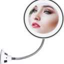 10x Magnifying Mirror with Light, Flexible Gooseneck Make up Mirror with Lights and Magnification, Battery Operated Cordless Magnified Mirror with Suction Cups for Wall Bathroom
