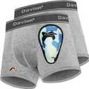Davion 2-Pack Boys Underwear with 1 Soft Protective Athletic Cup Youth Briefs for Football, Baseball, Lacrosse (Medium, Grey)