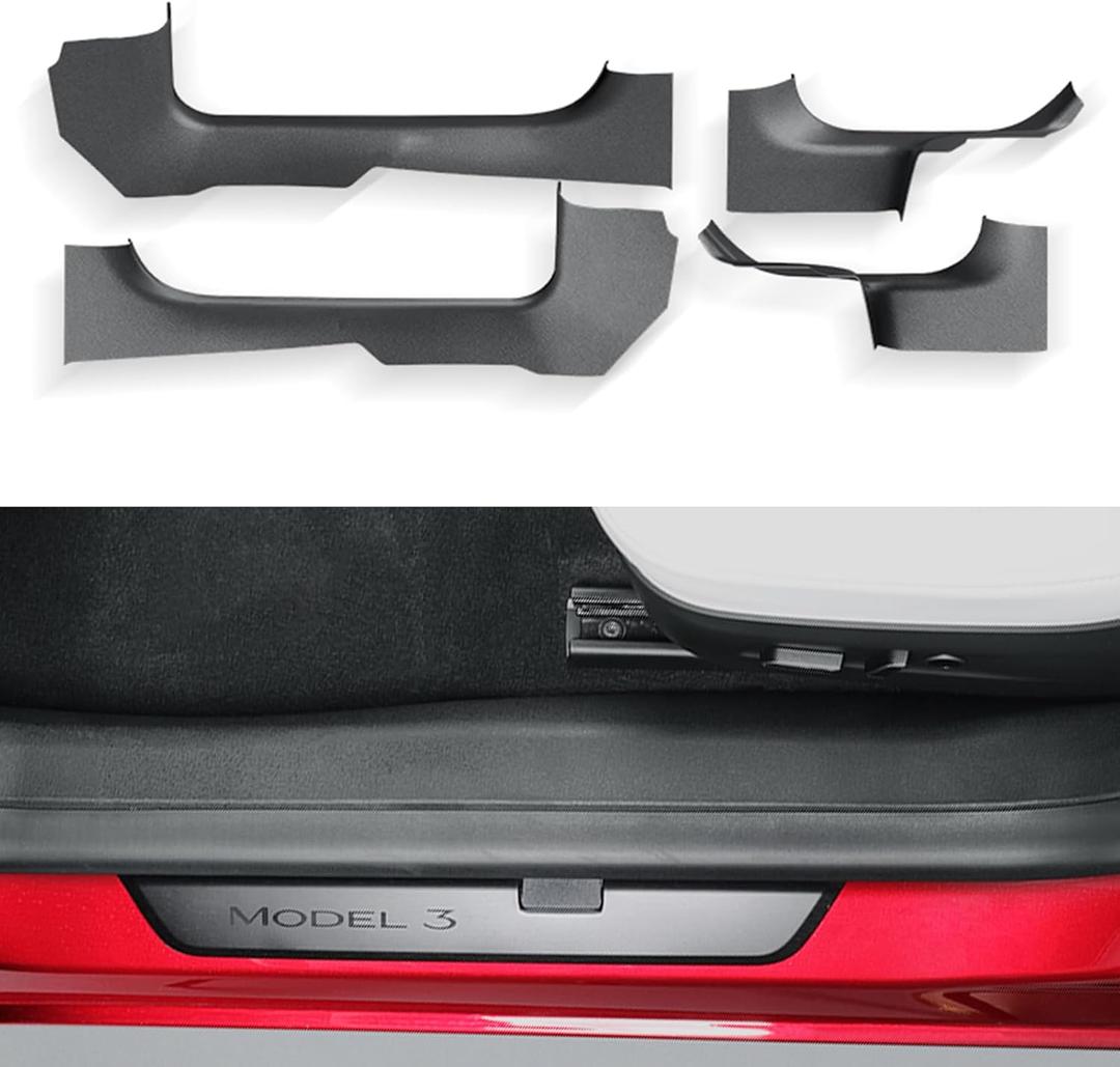 Door Sill Protector Compatible with Tesla Model 3 2024-2025 4 PCS TPE Anti-Scratch Front and Rear Door Entry Guard for Model 3 Highland Accessories
