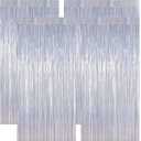 4 Pack NYE Silver Tinsel Foil Curtain, 3.28 FT x 7.05 FT Glitter Silver Tinsel Curtains, Metallic Foil Streamer Disco Fringe Backdrop Party Curtains, Birthday NEW Year Party Supplies Disco Decor