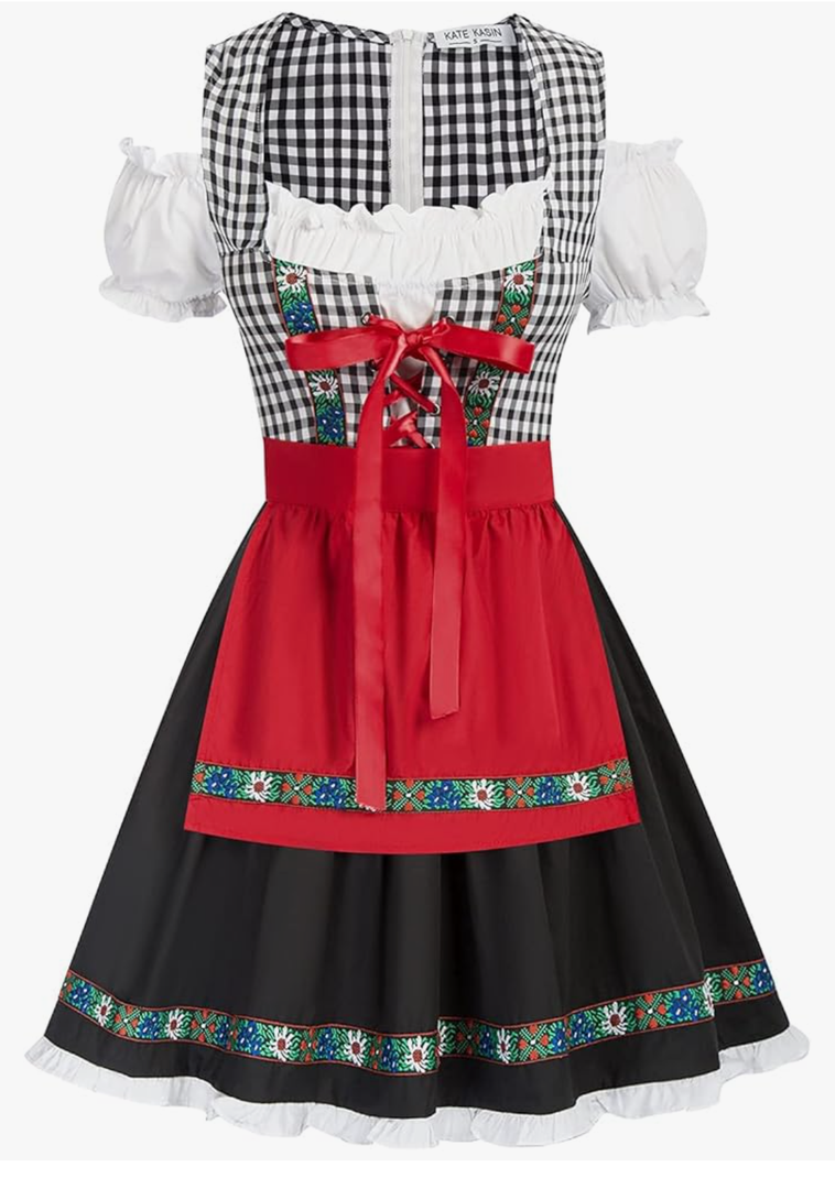Kate Kasin Women's German Dirndl Dress Costumes for Traditional Bavarian Oktoberfest Carnival Halloween Size S