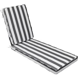 AAAAAcessories Outdoor Chaise Lounge Cushions, Fade-Resistant, Waterproof Patio Furniture Replacement Cushions, 74" x 23" x 3", Gray Cabana Stripe
