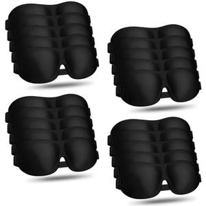 Bonuci 20 Pack Sleep Mask Blackout 3D Eye Mask for Ultralight Sleeping Night Blindfold Eye Covers with Adjustable Strap for Men Women Travel Gift Back and Side Sleeper (Black Bulk)