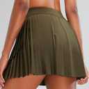 RUNNING GIRL Women's Pleated Tennis Skirts with Pockets High Waisted Tummy Control Casual Athletic Workout Golf Skorts (Green, XXL)