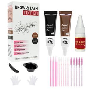 Black and Brown Eyebrow Color Kit for Women Waterproof Instant Result Lash Color Kit Salon or Home Use