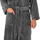 Fleece Mens Bathrobe, Spa Bath Robe for Men Size M