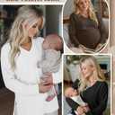 Huukeay 3 Pack Women's Thermal Maternity Shirts Long Sleeve Fleece Lined Pregnancy Tops Split Side V Neck Maternity Clothes (Black, S)