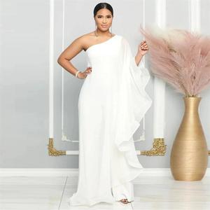 KELYWELL Women's One Shoulder Asymmetric Jumpsuits Ruffle Loose Sleeveless Elegant Jumpsuit Wide Leg Long Pants Rompers, S