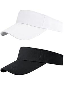 Cooraby Sports Sun Visor Hats Adjustable Sun Visor Caps for Women and Men Black, White
