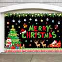 Merry Christmas Banner Decorations Black The Santa Claus Reindeer Snowflakes Bacdrop Decorate for Family Gathering Winter New Year Xmas Eve Party Decoration Supplies 7x5ft