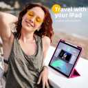 Akkerds Compatible for iPad Air 13 Inch Case (M4/M3/M2) 2026/2025/2024 with Pencil Holder, Trifold Stand Protective Cover/Soft TPU Back for iPad Air 13 Case, Supports Touch ID, Auto Wake/Sleep, Rose