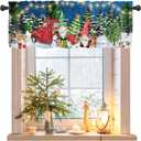 Nialnant Christmas Kitchen Valances for Windows, Gnome Christmas Curtain Valance for Windows, Rod Pocket Kitchen Curtain Valances Window Treatments, 54'' W x 18'' L, 1 Panel
