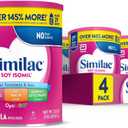 Similac Soy Isomil Infant Formula, for Fussiness & Gas, Plant-Based Protein, Infant Formula Powder, 30.8-oz Value Can, Pack of 4 (EXP 06/01/27)