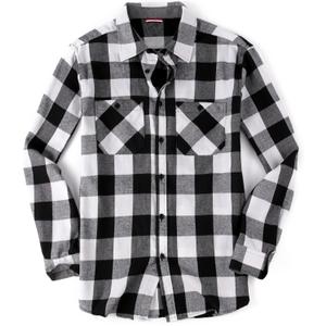 Flannel Shirt for Men Button Down Regular Fit Mens Flannel Shirt Long Sleeve Casual Plaid Flannel Shirt (X-Large, White/Black)