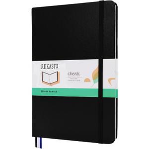 Hardcover Notebook Blank Journal Sketchbook for Drawing, Medium 5.5 by 8.4 Inch, 100 GSM Thick Paper (Black, Plain)