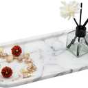 Marmor Real Natural Marble Bathroom Tray for Perfume, Candles, Jewelry Stone Vanity, Bathroom & Kitchen Counter Organizer and Home Decor Statuario White11.41 * 5.51 * 0.7