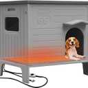 Rockever Heated Dog House Outdoor Indoor for Small Medium Dogs, Insulated Dog House with Heating Pad, Plastic Elevated Outdoor Dog House Waterproof Dog Kennel, Clean Easily(M & Heating Mat)