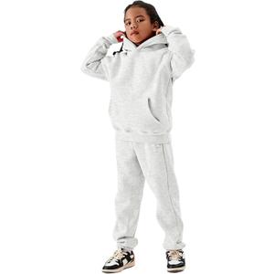 Flygo Girls Boys Fleece 2 Piece Outfits Pants Set Hoodies Sweatshirt and Jogger Sweatpants (Medium, Grey)
