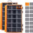 RUNCL Fishing Tackle Box - 360 Waterproof Tackle Trays, 3600 Fishing Tackle Box Organizer with Adjustable Dividers for Jigs Lures, Orange, 2 Pack