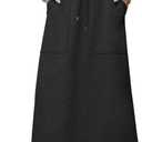 SOFIA'S CHOICE Women's Drawstring Maxi Skirt with Pockets High Waist A Line Long Skirts Black Small (Black, S)